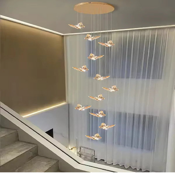 LED осветително тяло тип пендел Golden Butterfly 12 елемента еквивалент 220W с дистанционно