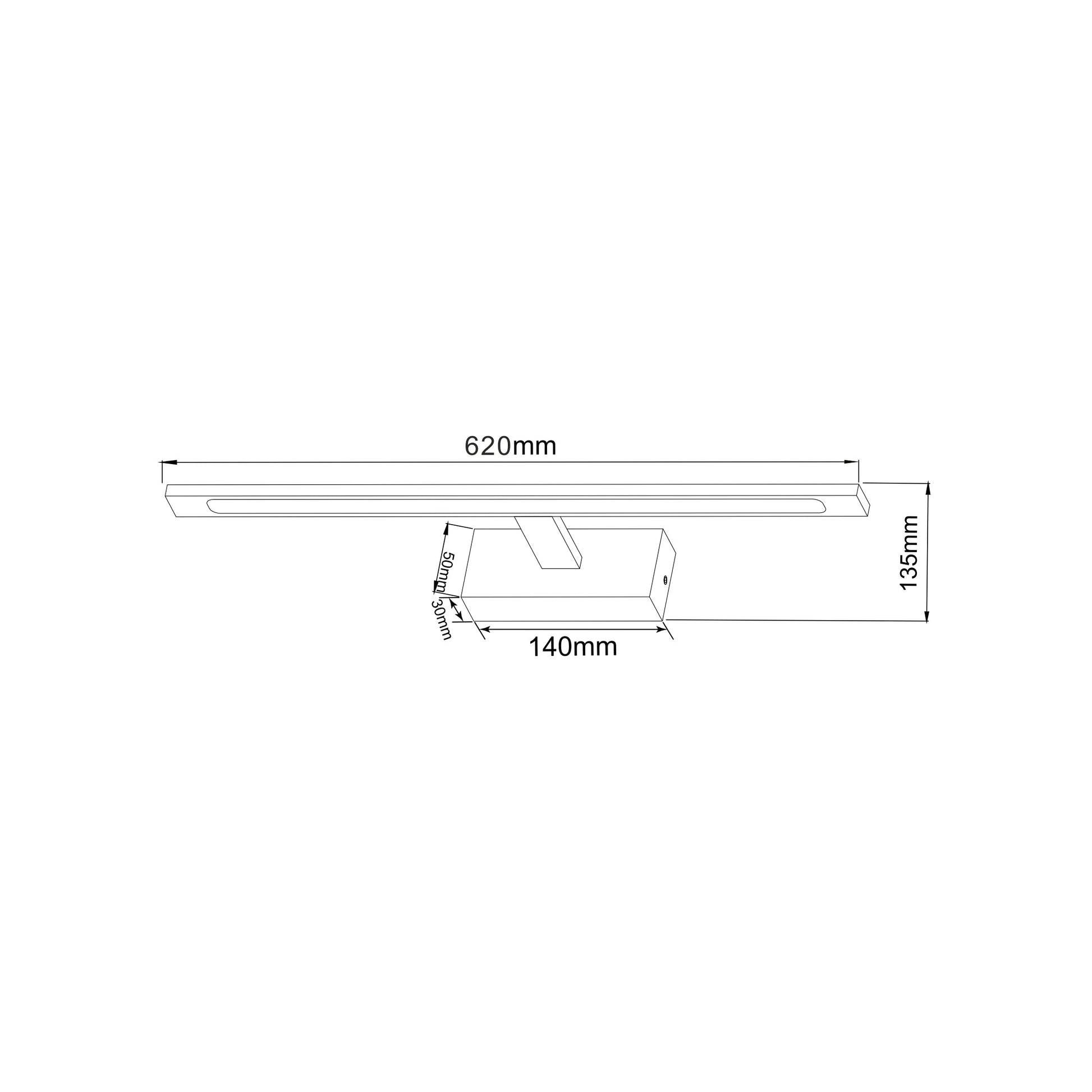 LED аплик за баня 20W 60cm Черен KINKIET