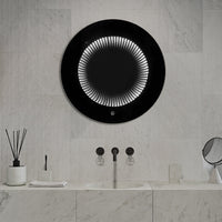 Кръгло LED огледало с черна рамка 3D Infinity Mirror, 3 вида светлина и Touch J183F