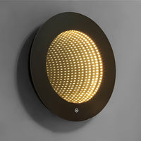 Кръгло LED огледало с черна рамка 3D Infinity Mirror, 3 вида светлина и Touch J183F