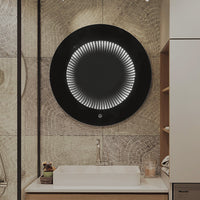 Кръгло LED огледало с черна рамка 3D Infinity Mirror, 3 вида светлина и Touch J183F