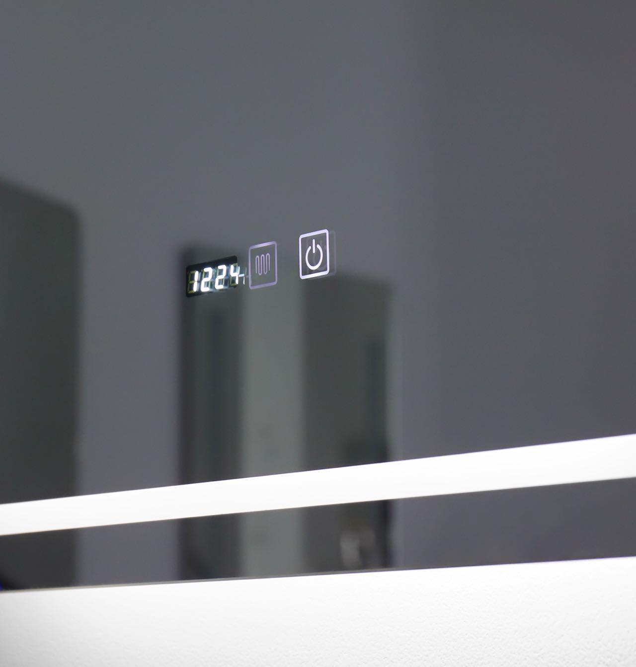 LED огледало 90X60cm с функция против замъгляване, Touch и часовник J16