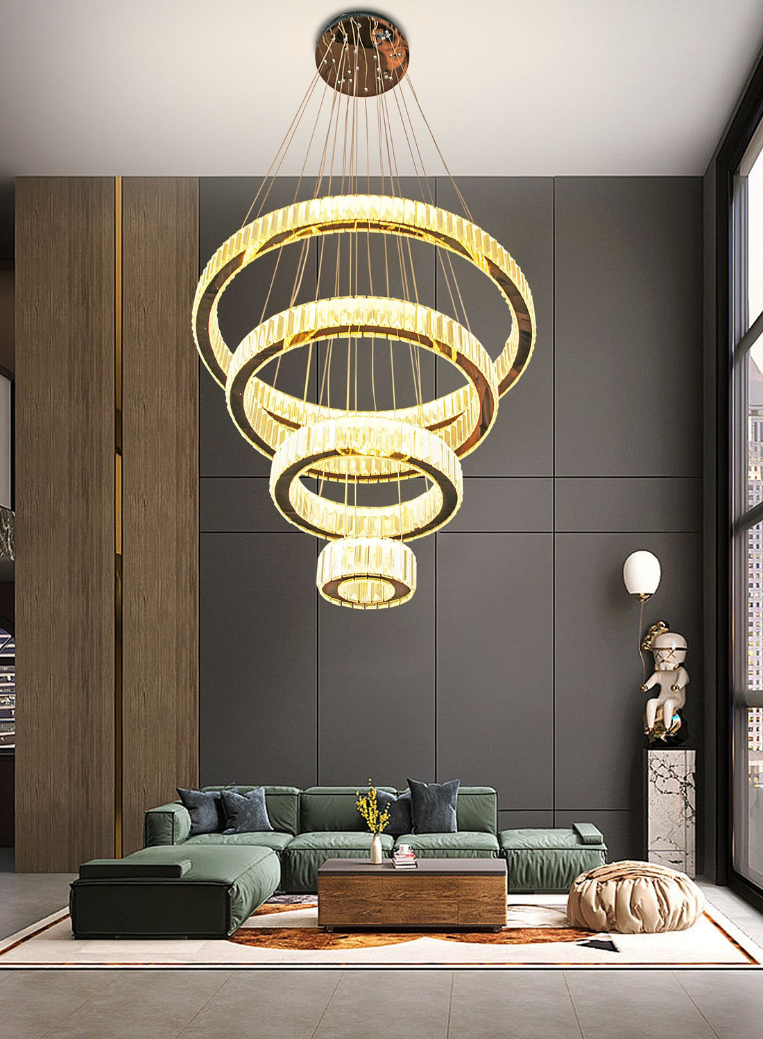 LED полилей 140W кристал ROYAL GOLD 4 сегмента с дистанционно