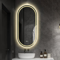Овално LED огледало, 3 вида светлина, 50x80cm, функция против замъгляване и Touch J120