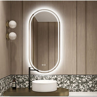 Овално LED огледало, 3 вида светлина, 50x80cm, функция против замъгляване и Touch J120