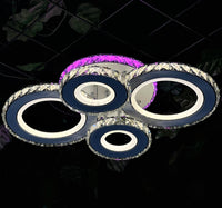 LED осветително тяло 4 CIRCLE кристал бяла RGB еквивалент 500W с дистанционно
