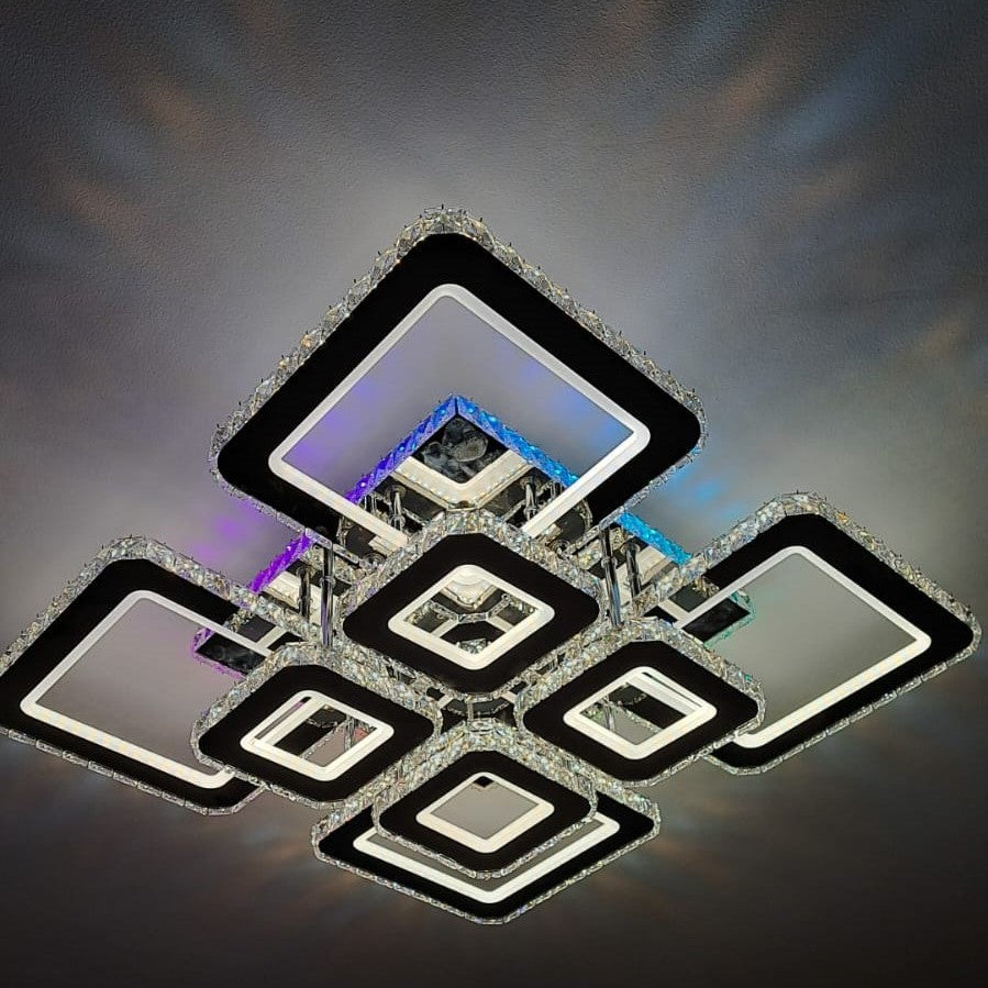 LED осветително тяло 4+4 Square Cristal Chrome Super RGB Еквивалент 1000W