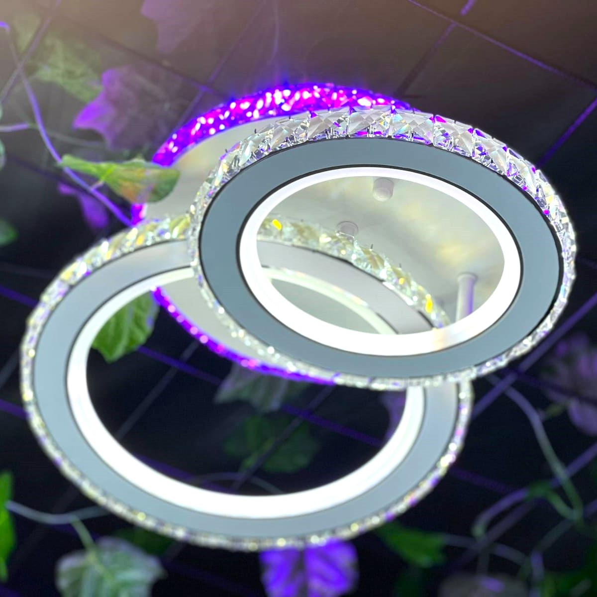 LED осветително тяло 1+1 Circle RGB Бял Кристал Еквивалент 300W Дистанционно