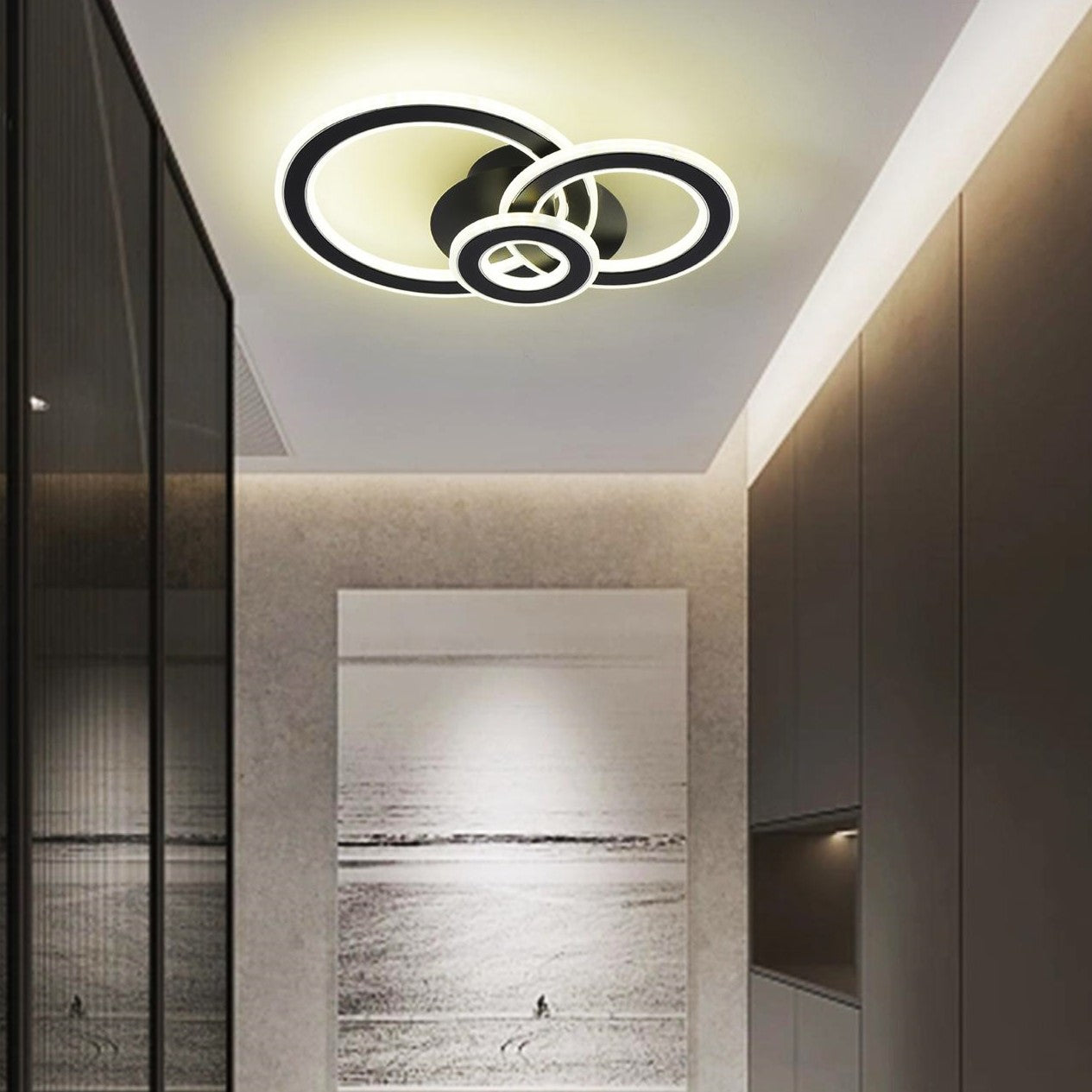 LED осветително тяло 100W RINGS BLACK Еквивалент 300W
