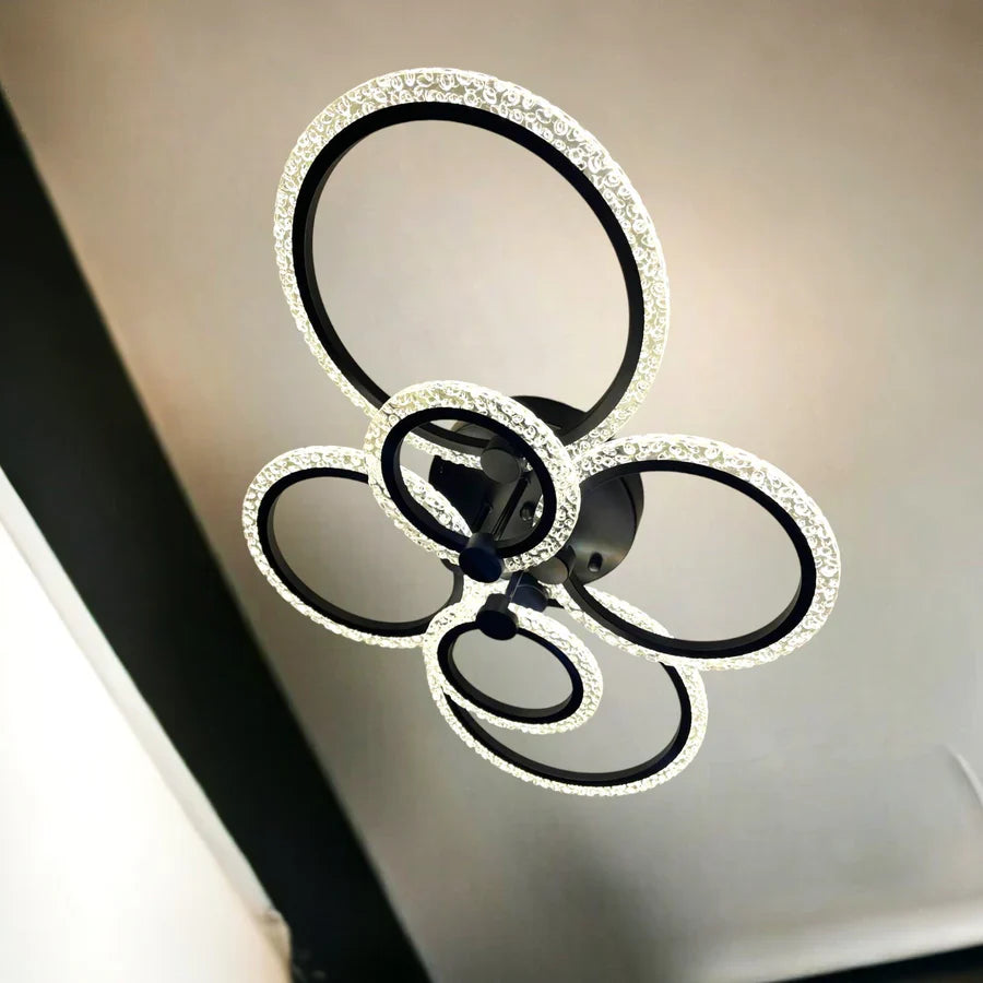 LED осветително тяло 4+2 CIRCLE BUBBLES BLACK Еквивалент 600W Дистанционно управление