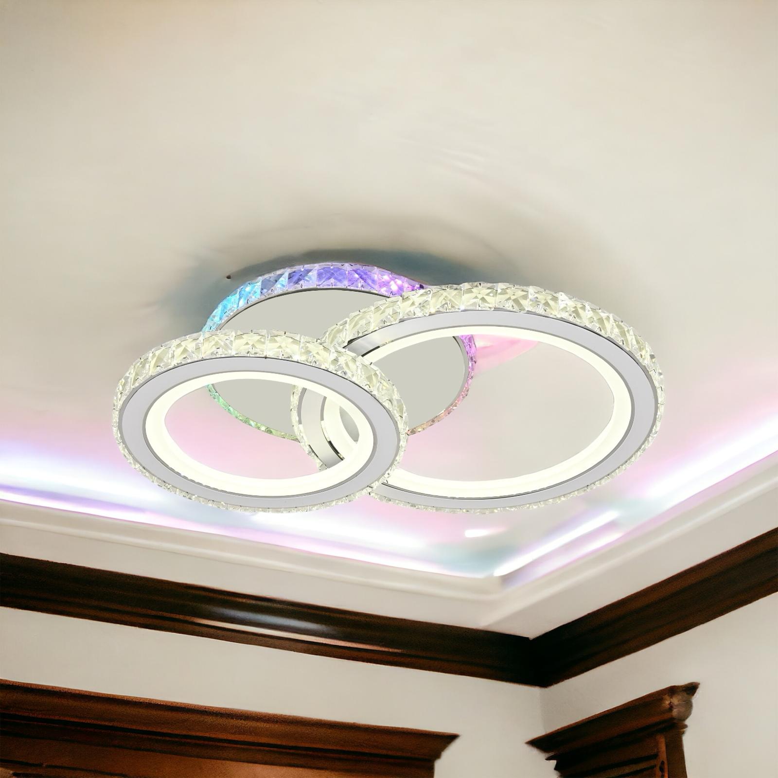 LED осветително тяло 1+1 Circle RGB Бял Кристал Еквивалент 300W Дистанционно