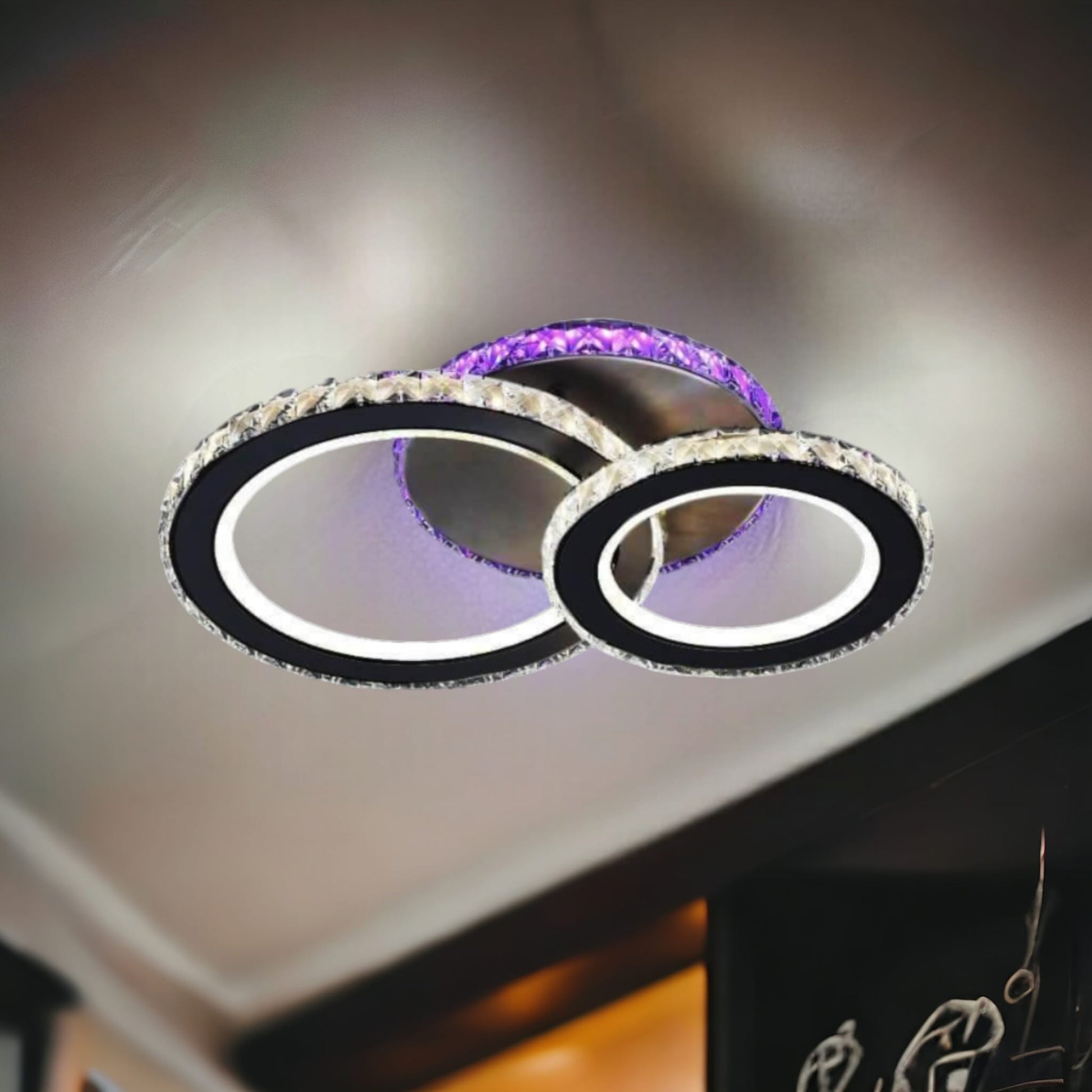 LED осветително тяло 106W 1+1 CIRCLE RGB черен кристал с дистанционно