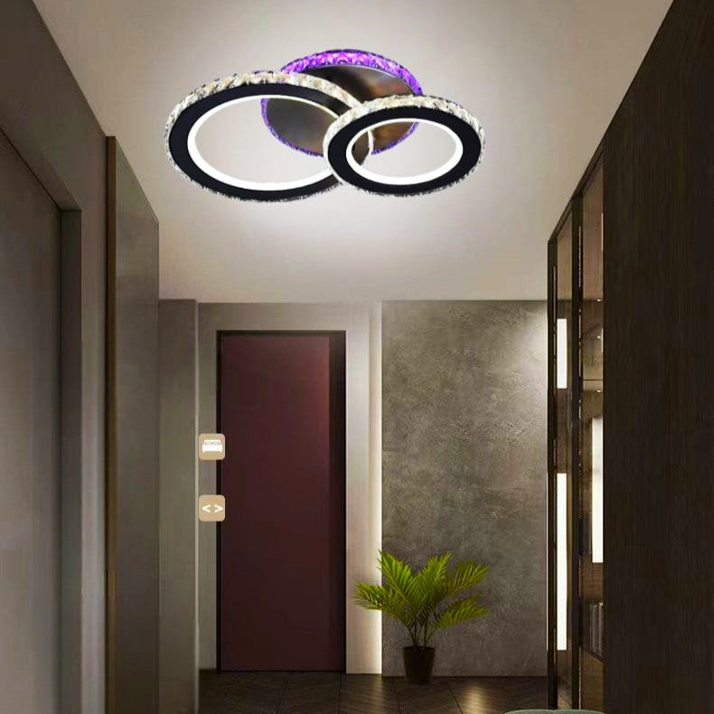 LED осветително тяло 106W 1+1 CIRCLE RGB черен кристал с дистанционно
