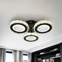 LED осветително тяло 72W 3 CIRCLE кристал черен с дистанционно