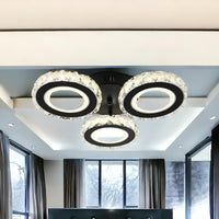 LED осветително тяло 72W 3 CIRCLE кристал черен с дистанционно