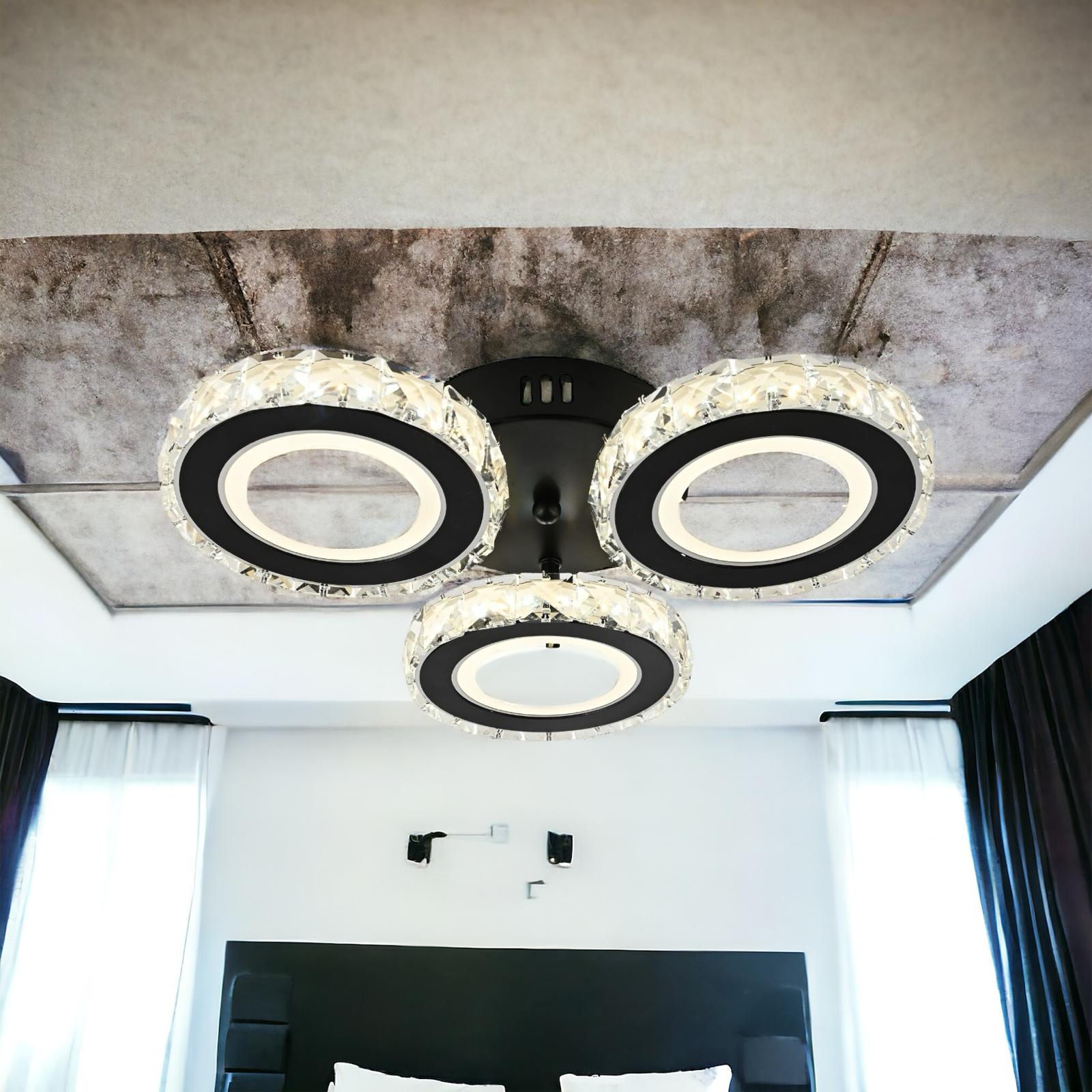 LED осветително тяло 72W 3 CIRCLE кристал черен с дистанционно