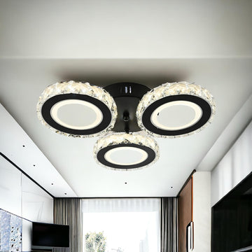 LED осветително тяло 72W 3 CIRCLE кристал черен с дистанционно