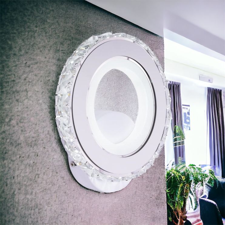 LED аплик 18W Кристал Кръгъл Бял