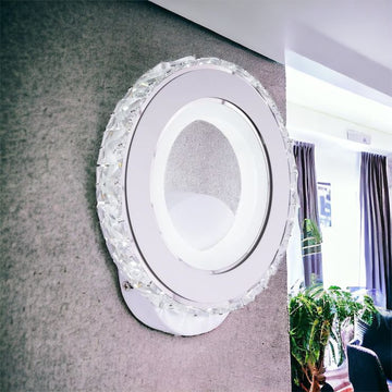 LED аплик 18W Кристал Кръгъл Бял