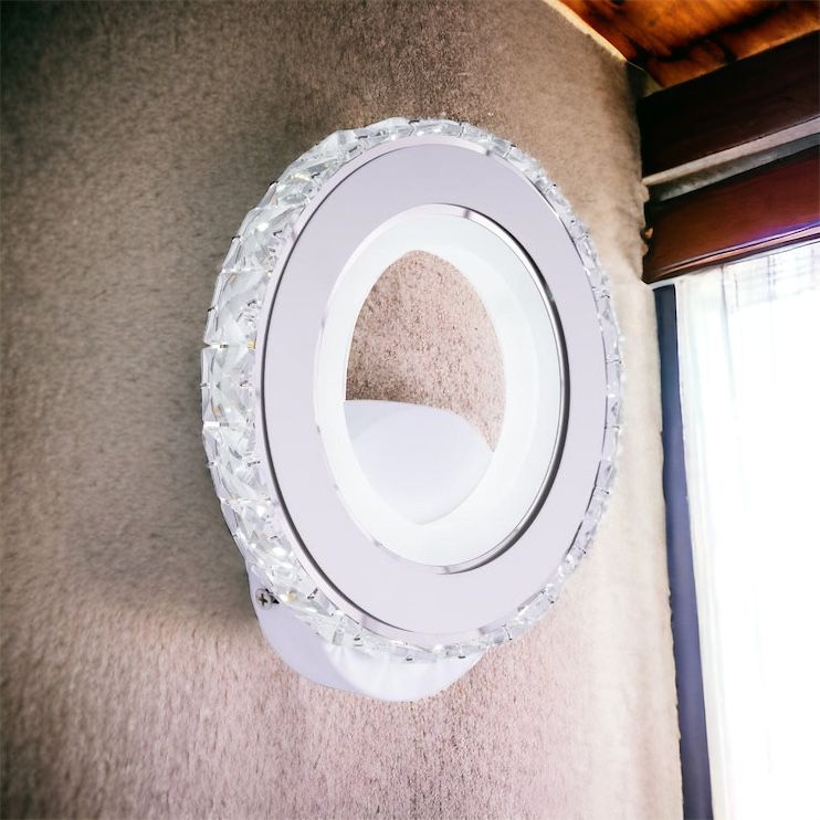 LED аплик 18W Кристал Кръгъл Бял