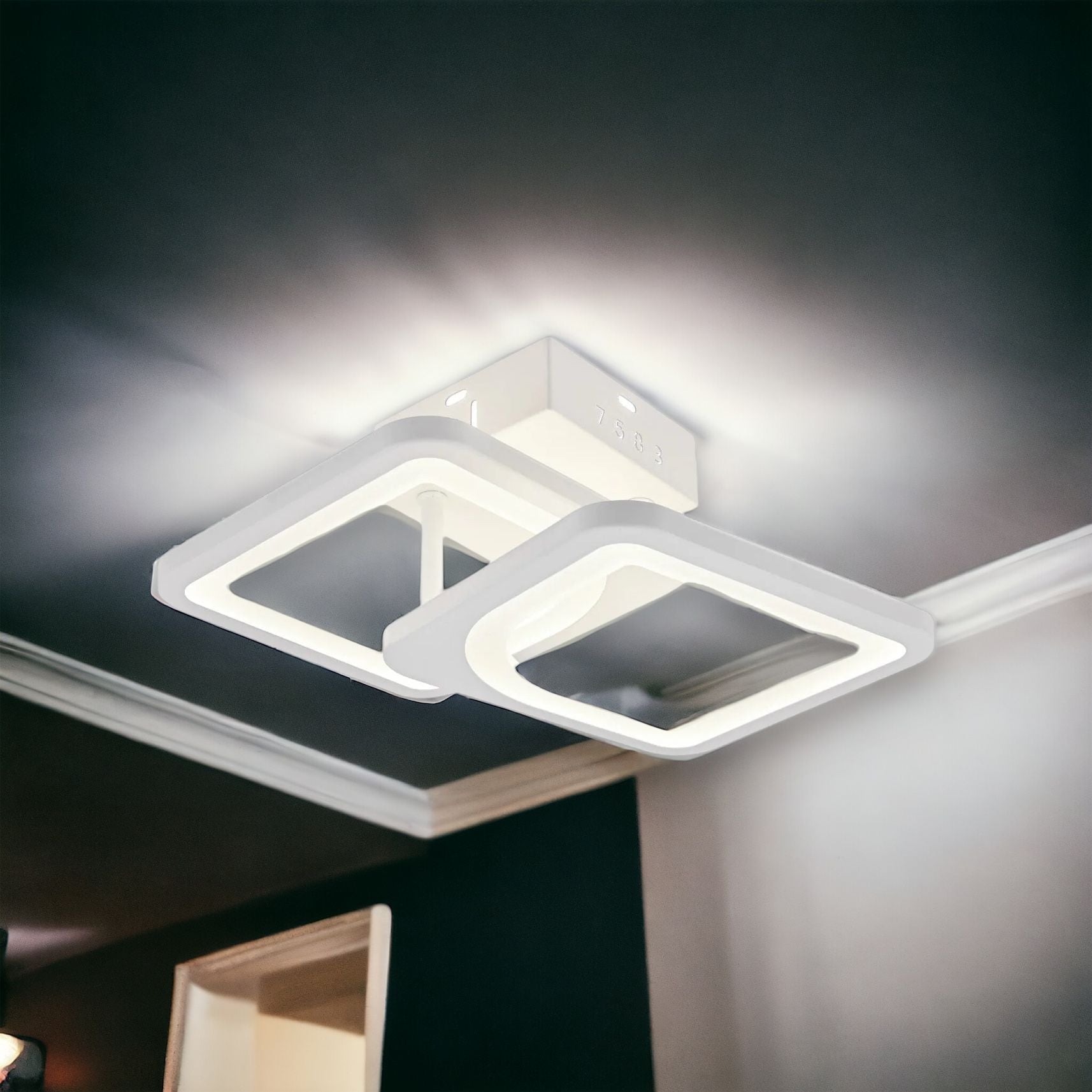 LED осветително тяло 1+1 Square Design бяло еквивалент 300W с дистанционно