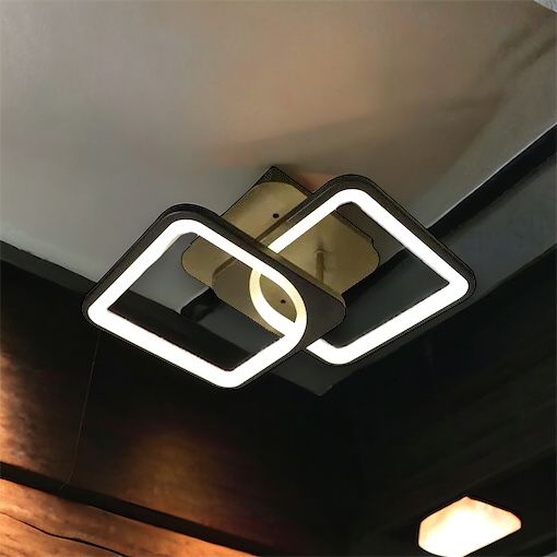 LED осветително тяло 1+1 Square Design Black Еквивалент 300W Дистанционно