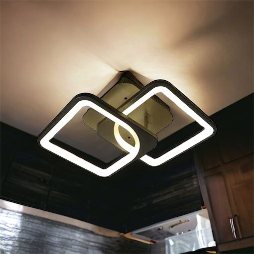 LED осветително тяло 1+1 Square Design Black Еквивалент 300W Дистанционно