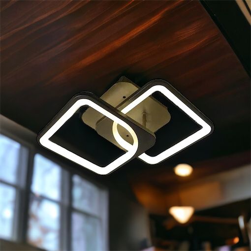 LED осветително тяло 1+1 Square Design Black Еквивалент 300W Дистанционно