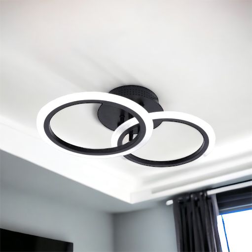 LED осветително тяло 1+1 Circle Design Black Еквивалент 300W Дистанционно управление