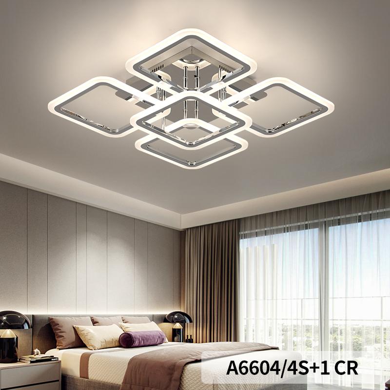 LED осветително тяло SQUARE 4+1 CHROME 45cm с дистанционно, еквивалент 800W
