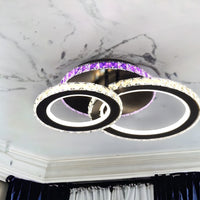 LED осветително тяло 106W 1+1 CIRCLE RGB черен кристал с дистанционно