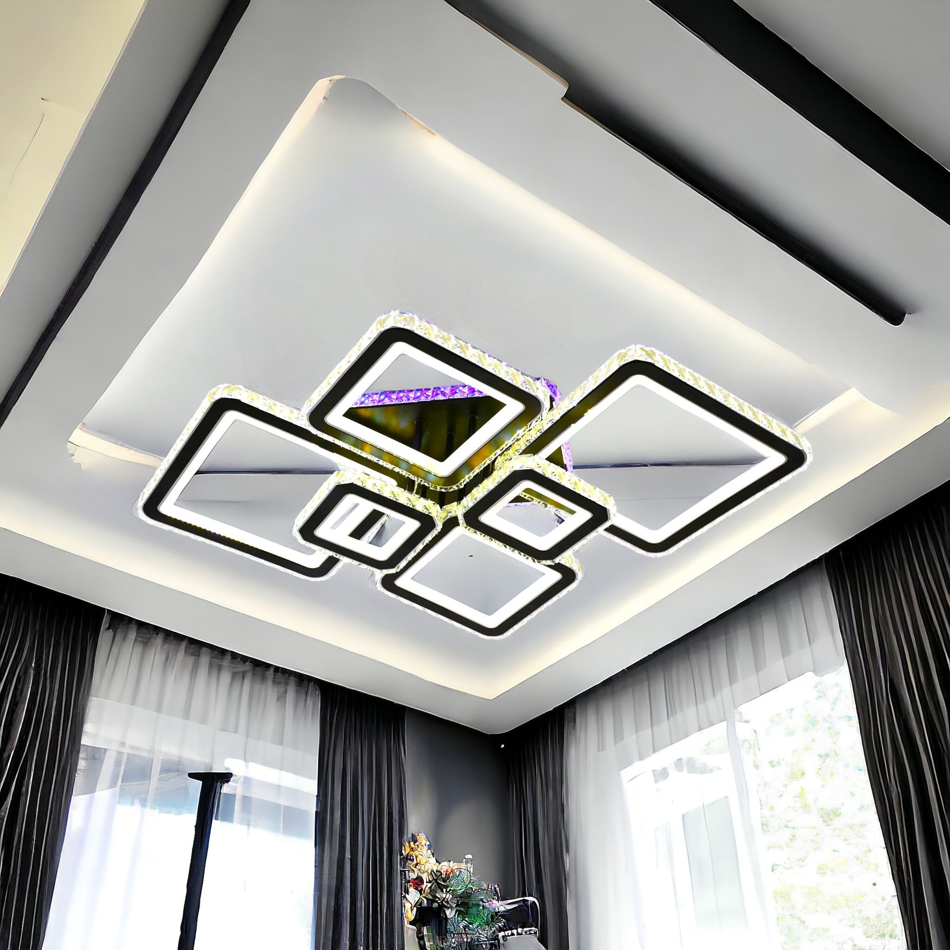 LED осветително тяло 4+2 DIAMOND RGB Black Cristal Еквивалент 1000W