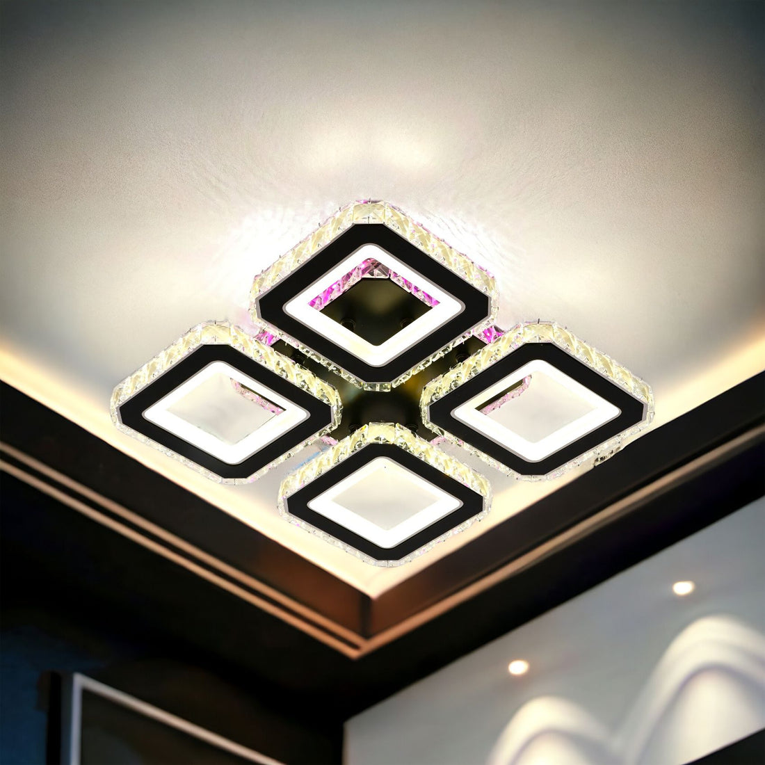 LED осветително тяло 2+2 SQUARE Cristal Black RGB Еквивалент 500W