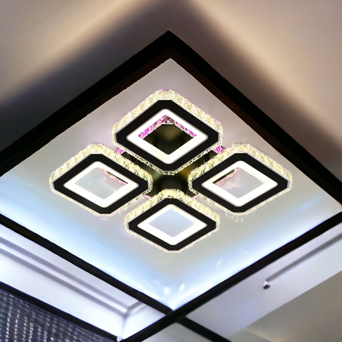 LED осветително тяло 2+2 SQUARE Cristal Black RGB Еквивалент 500W