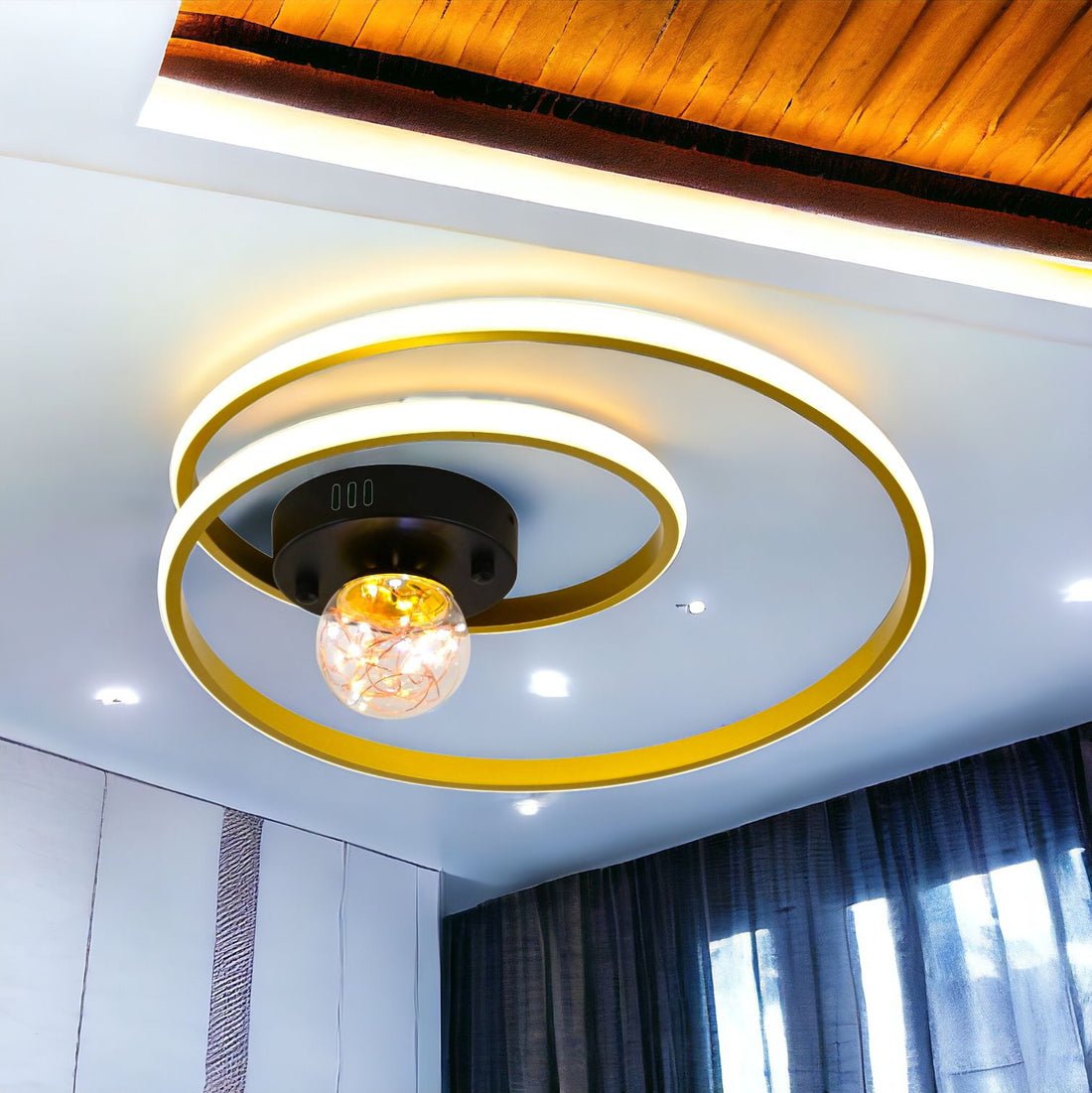 LED осветително тяло 90W Enigma GOLD с дистанционно, еквивалент 300W