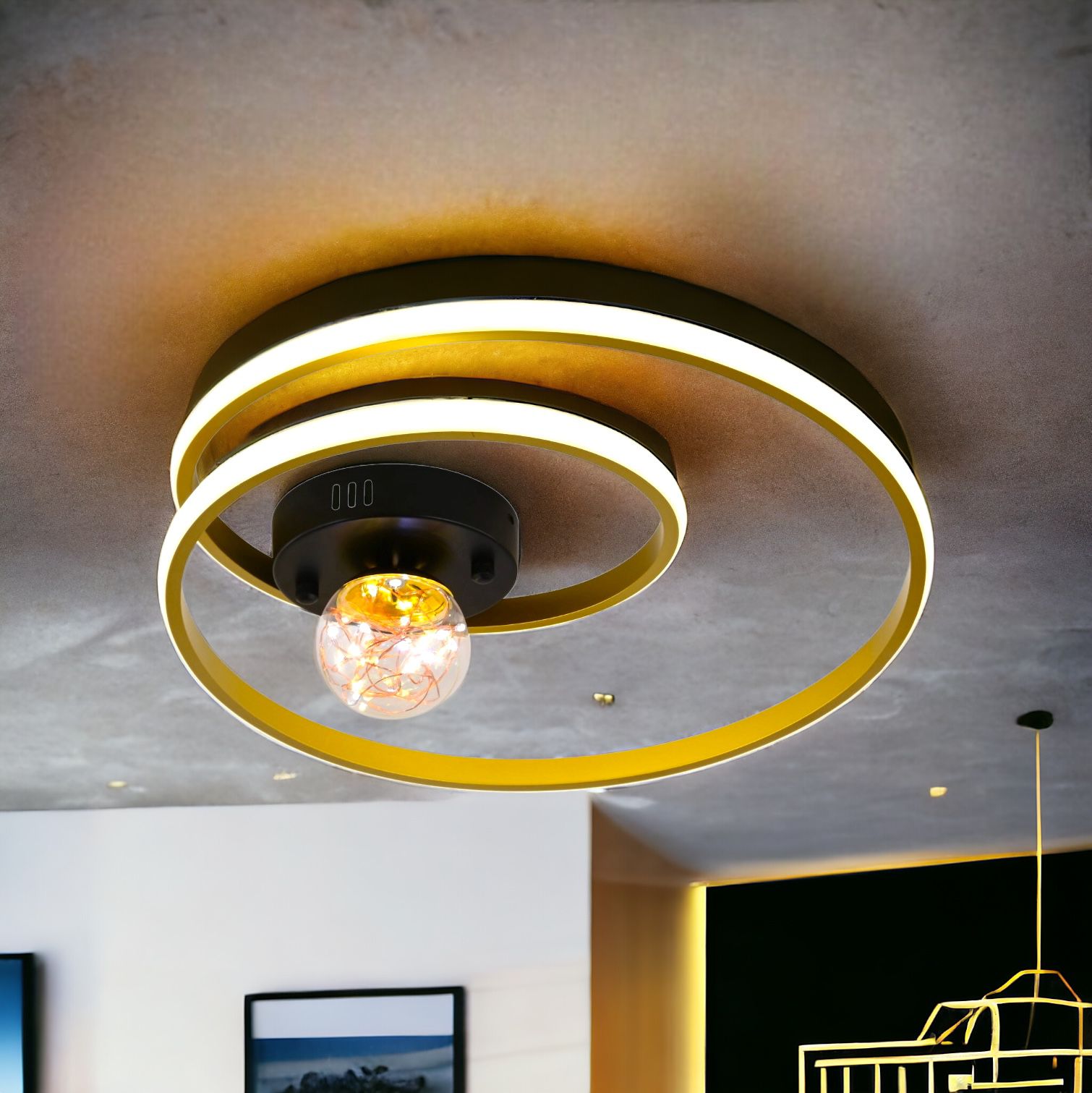 LED осветително тяло 90W Enigma GOLD с дистанционно, еквивалент 300W