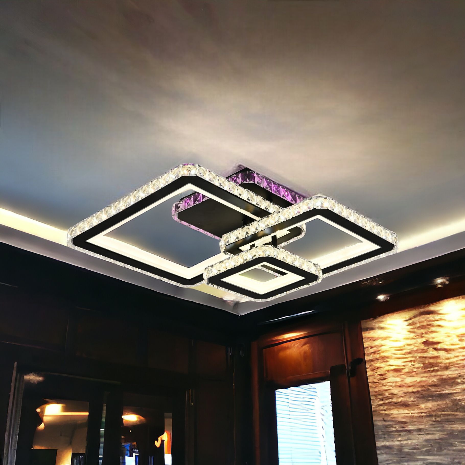 LED осветително тяло Kalista Black Cristal RGB еквивалент 500W