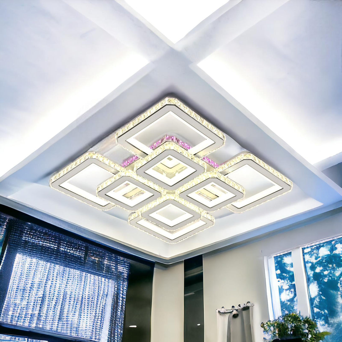 LED осветително тяло 4+4 Square Cristal бяла Super RGB еквивалент 1000W