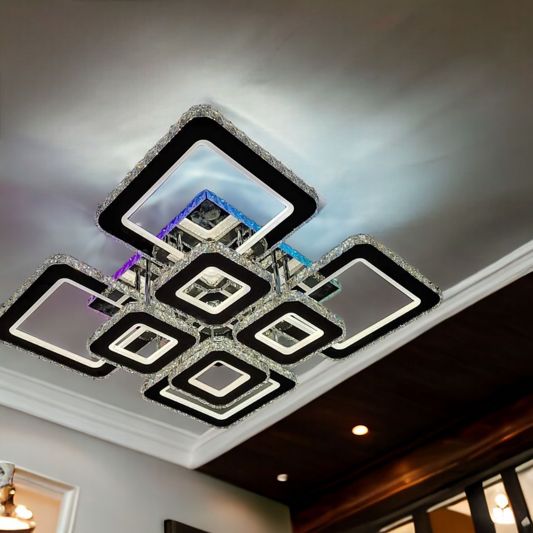 LED осветително тяло 4+4 Square Cristal Chrome Super RGB Еквивалент 1000W