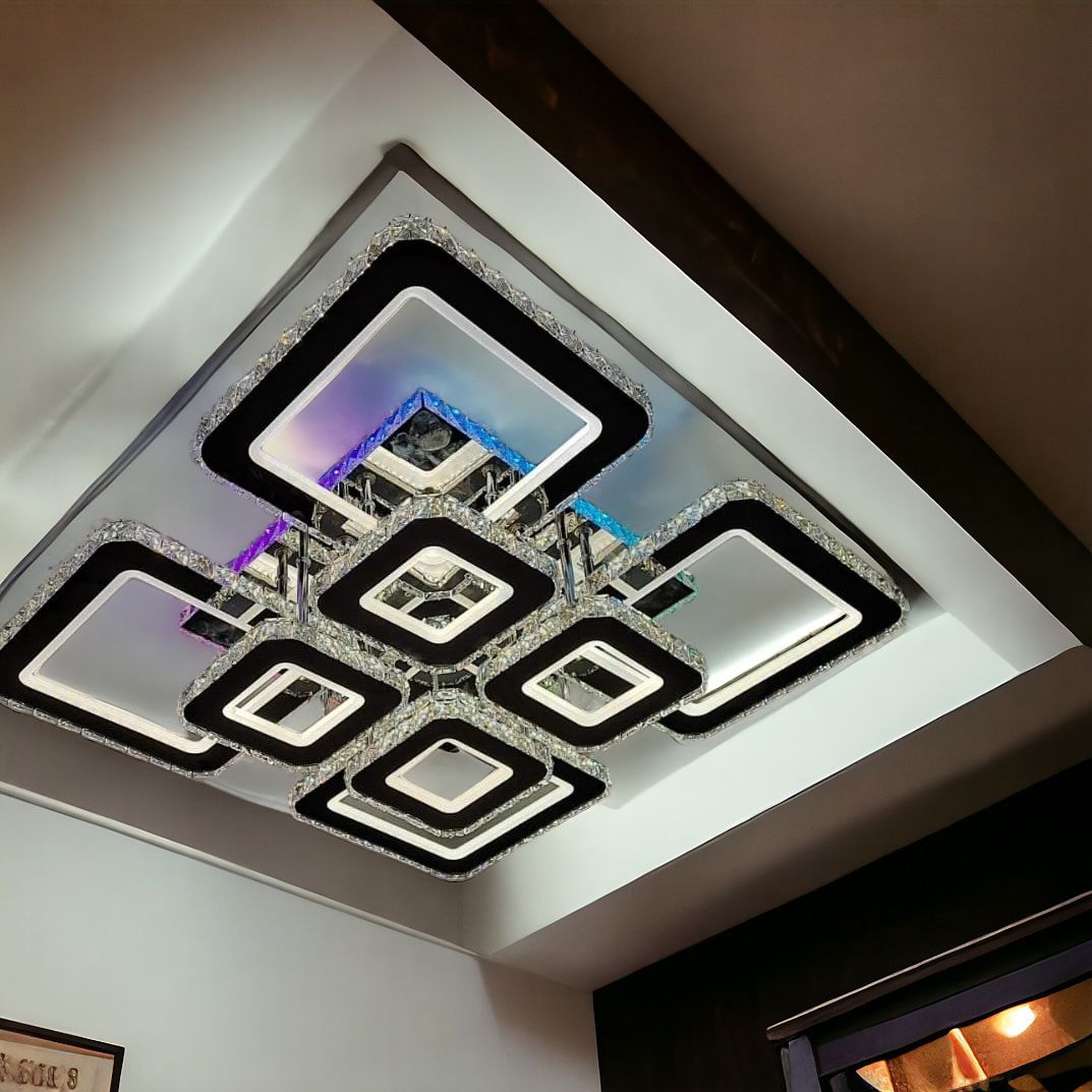 LED осветително тяло 4+4 Square Cristal Chrome Super RGB Еквивалент 1000W