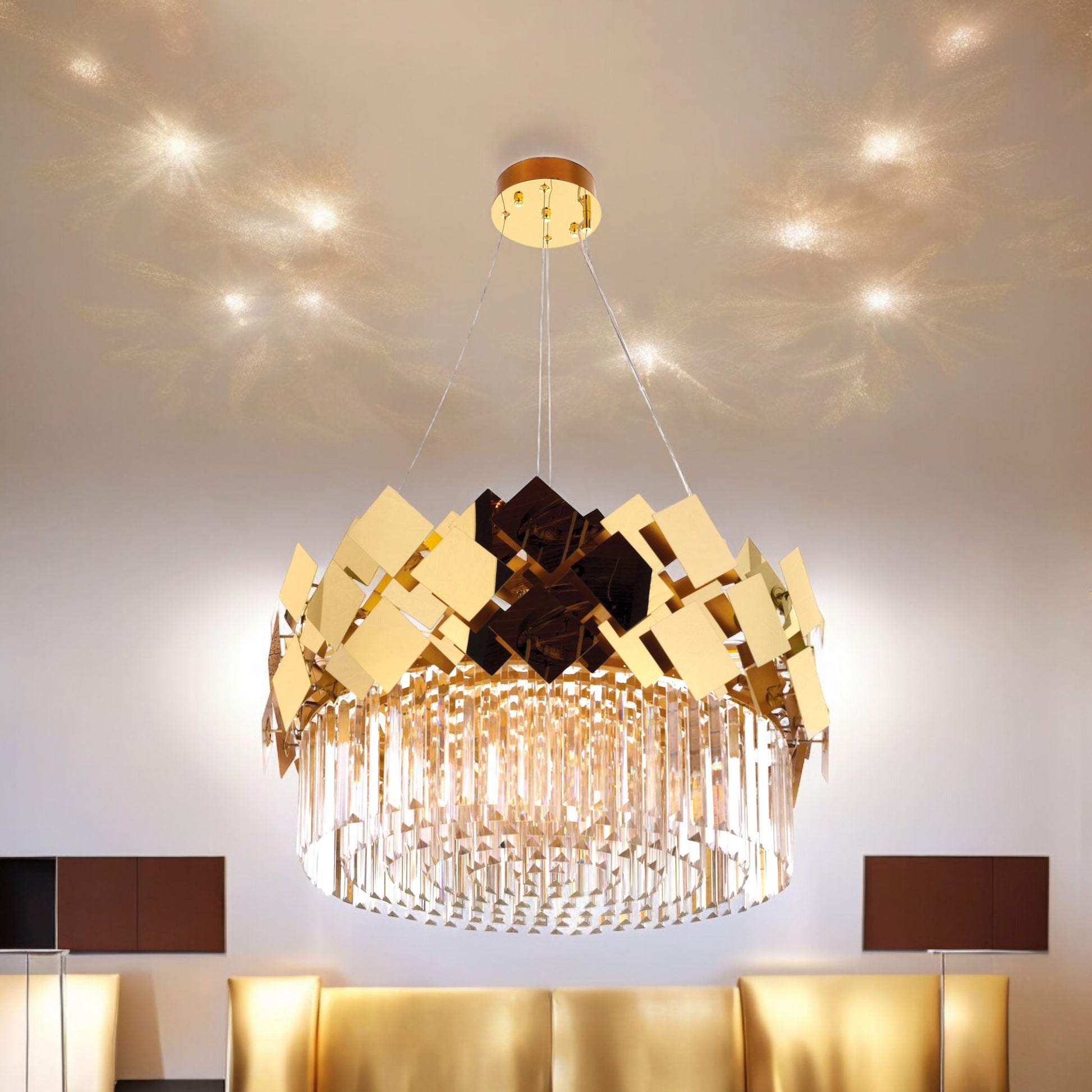 Модерен кристален полилей Troy Golden Chrome