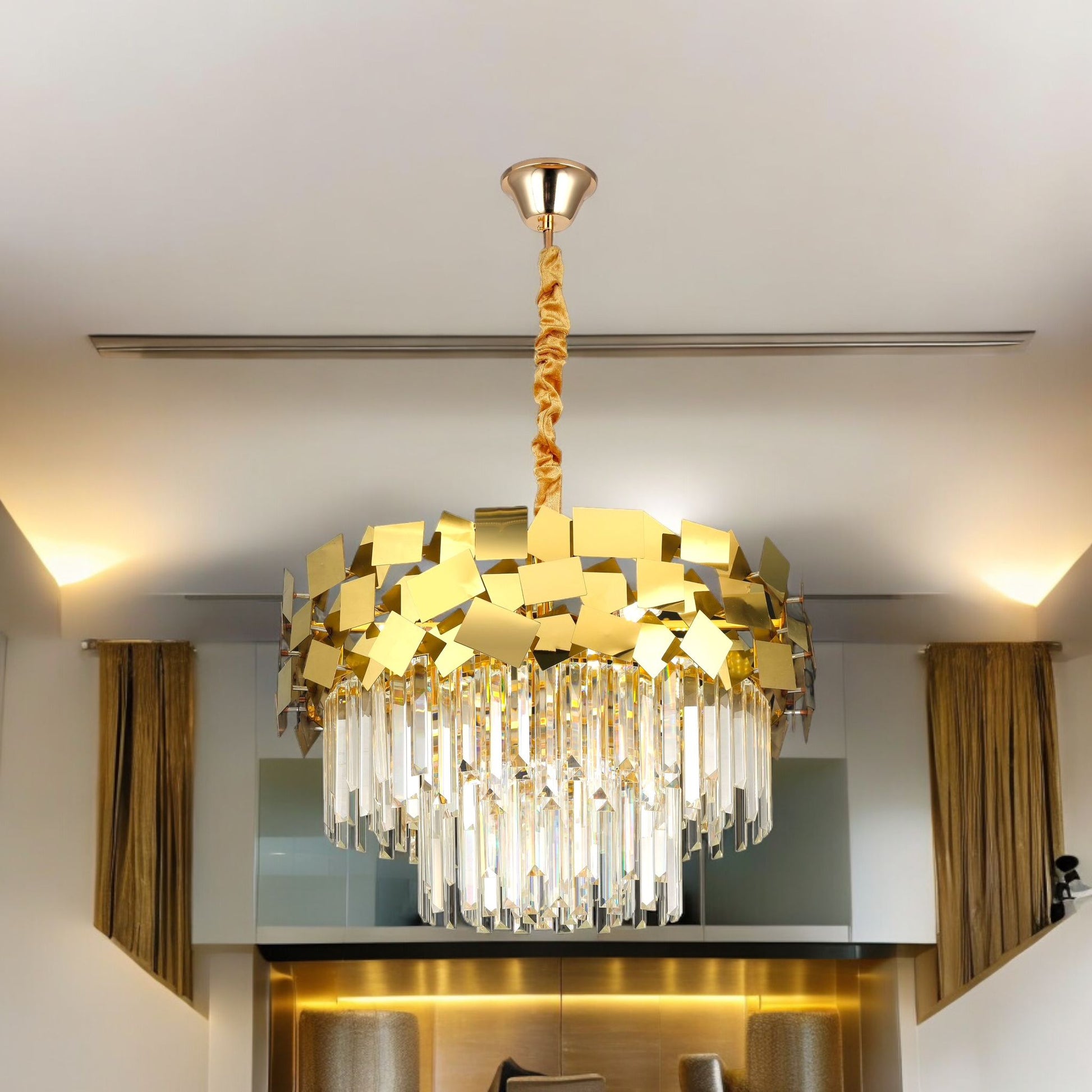 Модерен кристален полилей Troy Golden Chrome