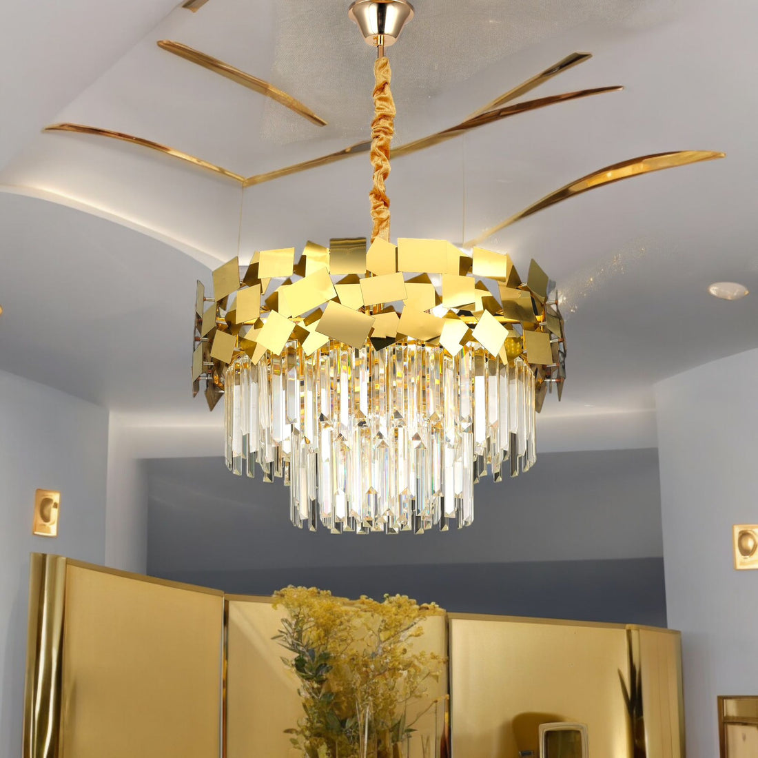 Модерен кристален полилей Troy Golden Chrome