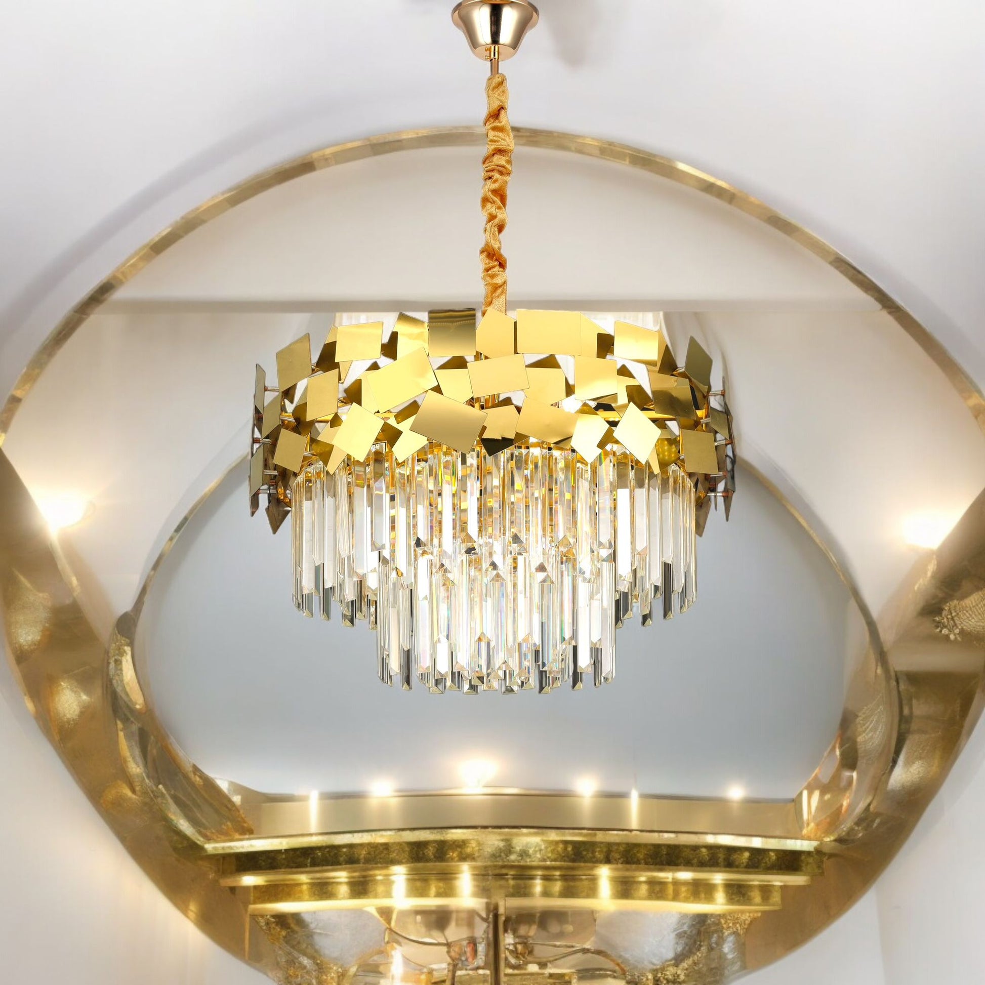 Модерен кристален полилей Troy Golden Chrome