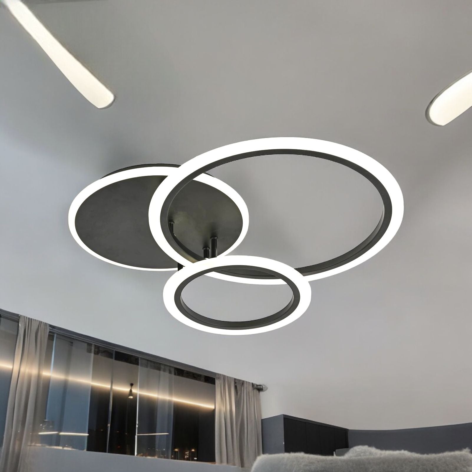 LED осветително тяло TWO BLACK CIRCLE Design с дистанционно, еквивалент 400W
