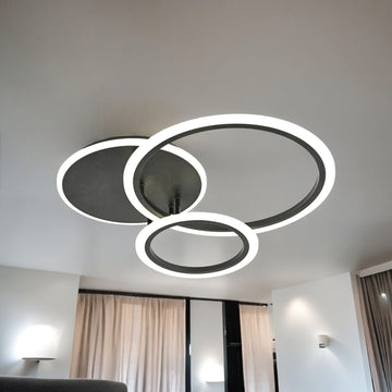 LED осветително тяло TWO BLACK CIRCLE Design с дистанционно, еквивалент 400W