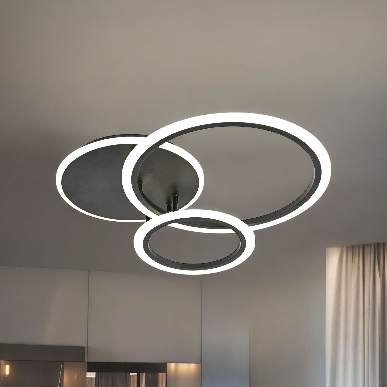LED осветително тяло TWO BLACK CIRCLE Design с дистанционно, еквивалент 400W