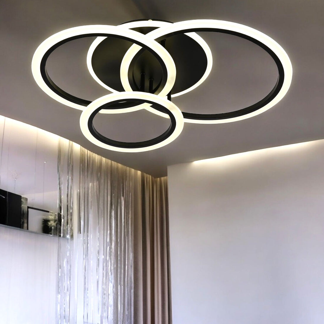 LED осветително тяло 3 BLACK RINGS Еквивалент 500W Дистанционно управление