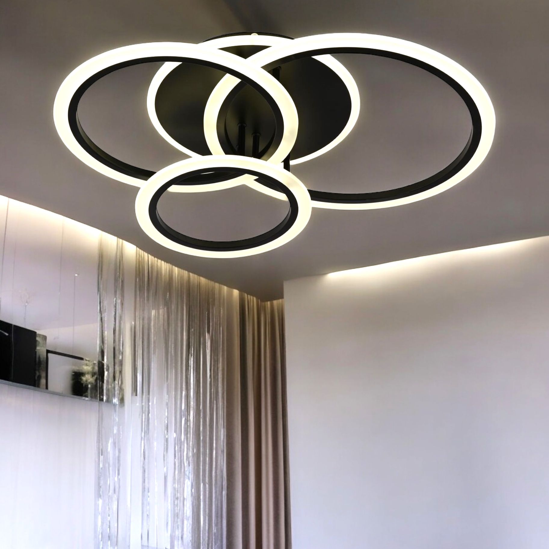LED осветително тяло 3 BLACK RINGS Еквивалент 500W Дистанционно управление