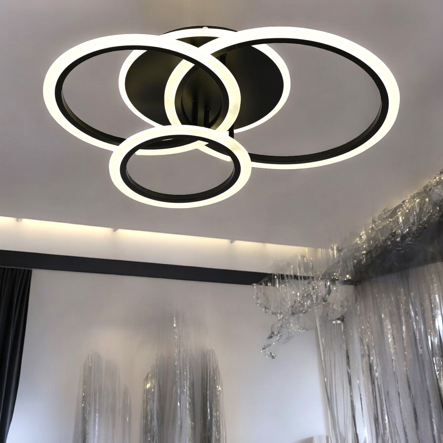LED осветително тяло 3 BLACK RINGS Еквивалент 500W Дистанционно управление